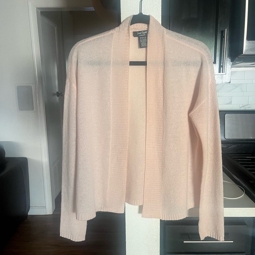 Lord & Taylor Cashmere Cardigan Small Pink Cottage Soft Sweater Women